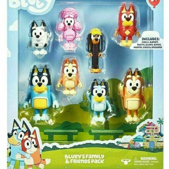 Moose Toys Toys Blueys Family Friends 8 Figure Pack Muffin Coco